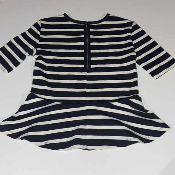 Women’s Gap White & Navy Striped Zipper Peplum Top Size Small - Picture 4 of 5